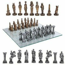 Ebros Kingdoms at War Egyptian VS Roman Army Resin Chess Pieces Glass Board Set - £62.92 GBP