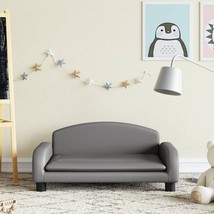 vidaXL Kids Sofa Grey Faux Leather, Pine Wood, Foam Mini Stylish - $128.91