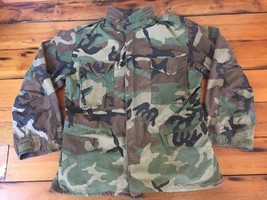 Vtg US Army Military Woodland Camo Uniform Cold Weather Field Coat M 50&quot;... - £46.98 GBP