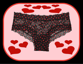 S M L Xl Black Red Heart Floral Lace The Lacie Victorias Secret Cheeky Pantie - $10.99