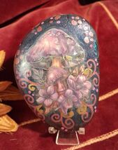 Purple Mushroom Dazzle Mixed Media Large ROCK Garden Baskets Gifts Paper... - $14.02 CAD