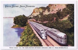 Postcard Train Vista Dome Twin Zephyr Burlington Chicago to St Paul Minnesota - $4.94