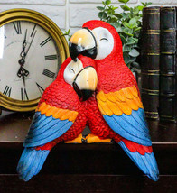 Ebros Tropical Red Scarlet Macaw Parrots Cuddling Shelf Sitter Figurine - £18.18 GBP