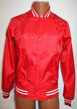 Vintage 80s RUNYON Sportswear Red Polyester Satin Windbreaker Ringer JACKET S  - £31.15 GBP