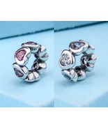 925 Sterling Silver In My Heart Spacer Charm CZ Hearts Spacer Moments Charm - $20.03 CAD