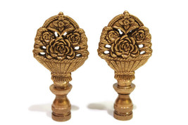 Pair of Beautiful Brass Basket of Roses Lamp Finial - £27.68 GBP