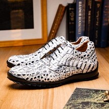 Kratos Genuine Caiman Crocodile Fashion Sneaker Newspaper Gray image 8