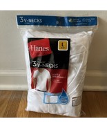 Hanes Mens White Tagless T-Shirts V Neck 3Pk  L 42-44)Style 777SDG - $14.85