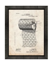 Toilet Paper Patent Print Old Look with Beveled Wood Frame - £19.60 GBP+