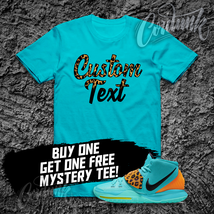 CUSTOM T SHIRT for N Kyrie Irving 6 Oracle Blue Animal Print Teal Aqua Yellow - £26.33 GBP