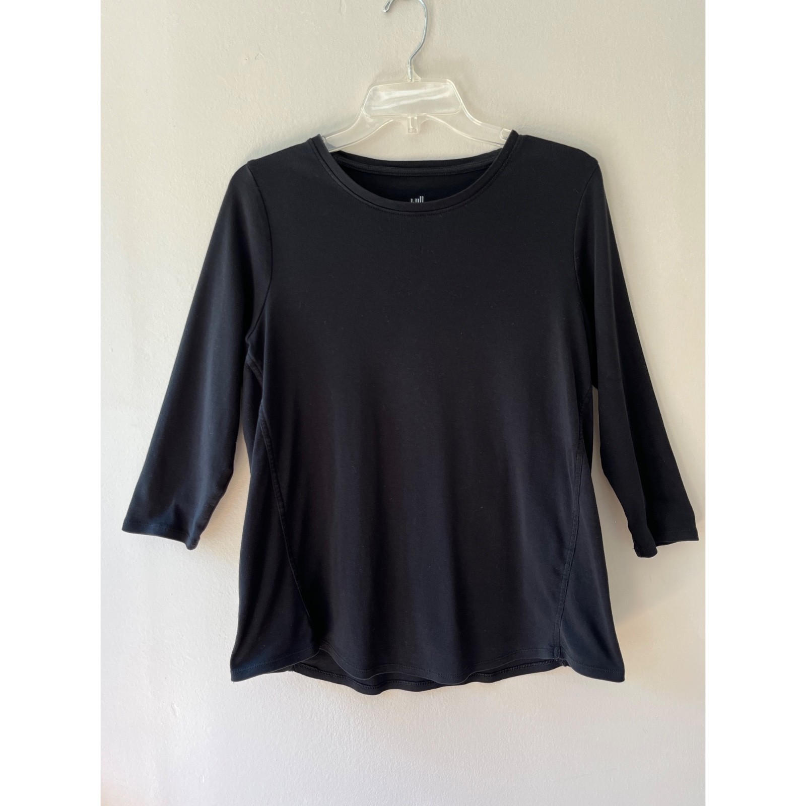 J. Jill Sz M Black Stretch Elbow Sleeve Shirttail Tee Shirt Pullover Blo... - $12.91