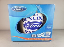 Genuine Ford Parts 4 Tumbler Pint Glass Coaster Bar Rag 10pc Gift Set E947 - £27.18 GBP