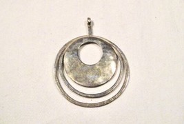 Vintage Circle .925 Sterling Silver Hammered Necklace Pendant K064 - £38.65 GBP