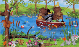 SunsOut Victoria Hutto Going Fishing 100 pc Jigsaw Puzzle Bears Frogs Rabbits - £7.95 GBP