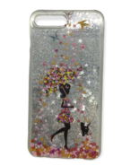 IPhone 7 8 SE Plus Cell Cover Case Clear Girl Umbrella Flower Rain Glitt... - £7.71 GBP