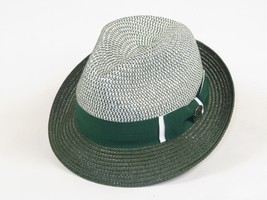 Men's Bently Soft Fedora Briad Straw Hat Stingy Brim Gino Gi216 Green White image 4