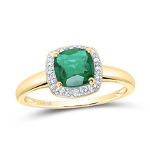 10kt Yellow Gold Womens Princess Lab-Created Emerald Solitaire Diamond Ring - £192.78 GBP