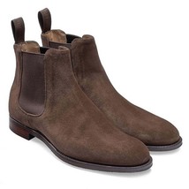 Handmade Chelsea Boot Cedar Brown Color Side Elastic Slip On Suede Leath... - £143.87 GBP