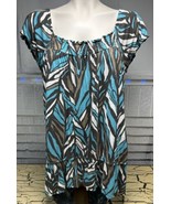 Apt 9 Women&#39;s Plus Blue Swirl Stripe Pattern Ruffle Tank Top Shirt Size PM - $239.70 MXN
