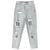 White Fox Light Wash High Rise Distressed Denim Straight Mom Jeans Size ... - $452.57 MXN
