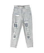 White Fox Light Wash High Rise Distressed Denim Straight Mom Jeans Size ... - $24.29
