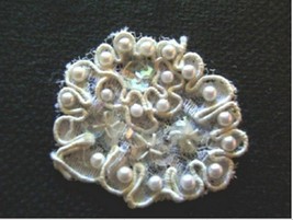 White RE-EMBROIDERED Pearl Sequin Cord Outline Applique - £10.25 GBP