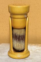 Vintage Bakelite Fuller Butterscotch Shaving Brush w/ upright Holder Ste... - $17.99