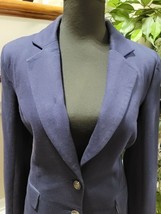 Love Tree Women&#39;s Solid Blue Cotton Single Breasted Two Button Fitted Blazer L - £22.06 GBP