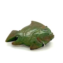 Vintage Sterling Signed Silver Repousse Chinese Export Carved Fish Jade Brooch - £43.51 GBP