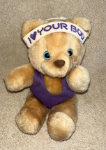 Vintage 1988 Applause Plush 6” Workout Teddy Bear I ❤️ Your Bod Purple Bodysuit - £10.17 GBP
