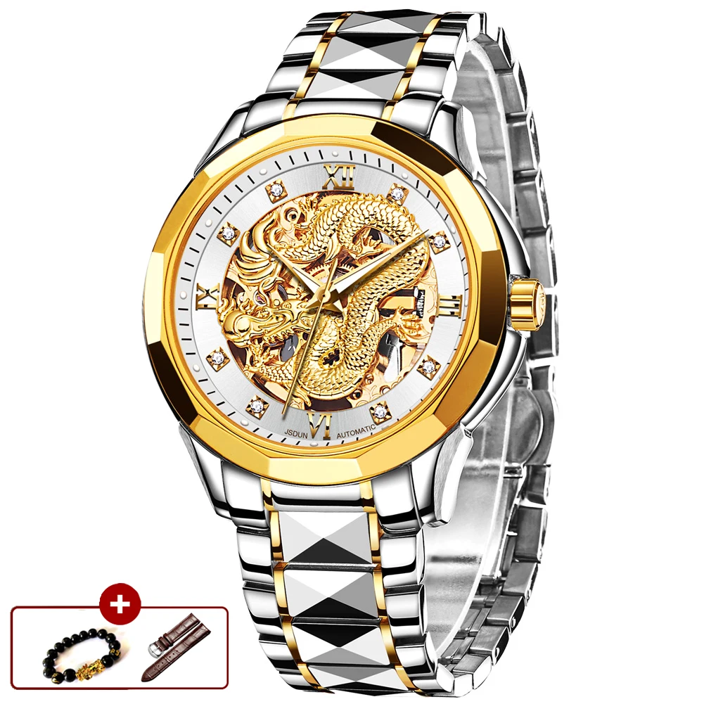 Original Top Brand Luxury Watch for Men Automatic Mechanical Gold Dragon... - $358.49