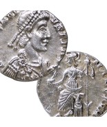 ARCADIUS. Roma seated on Cuirass with Victory. Milan Mint. XF Roman Silv... - $6,683.12 MXN