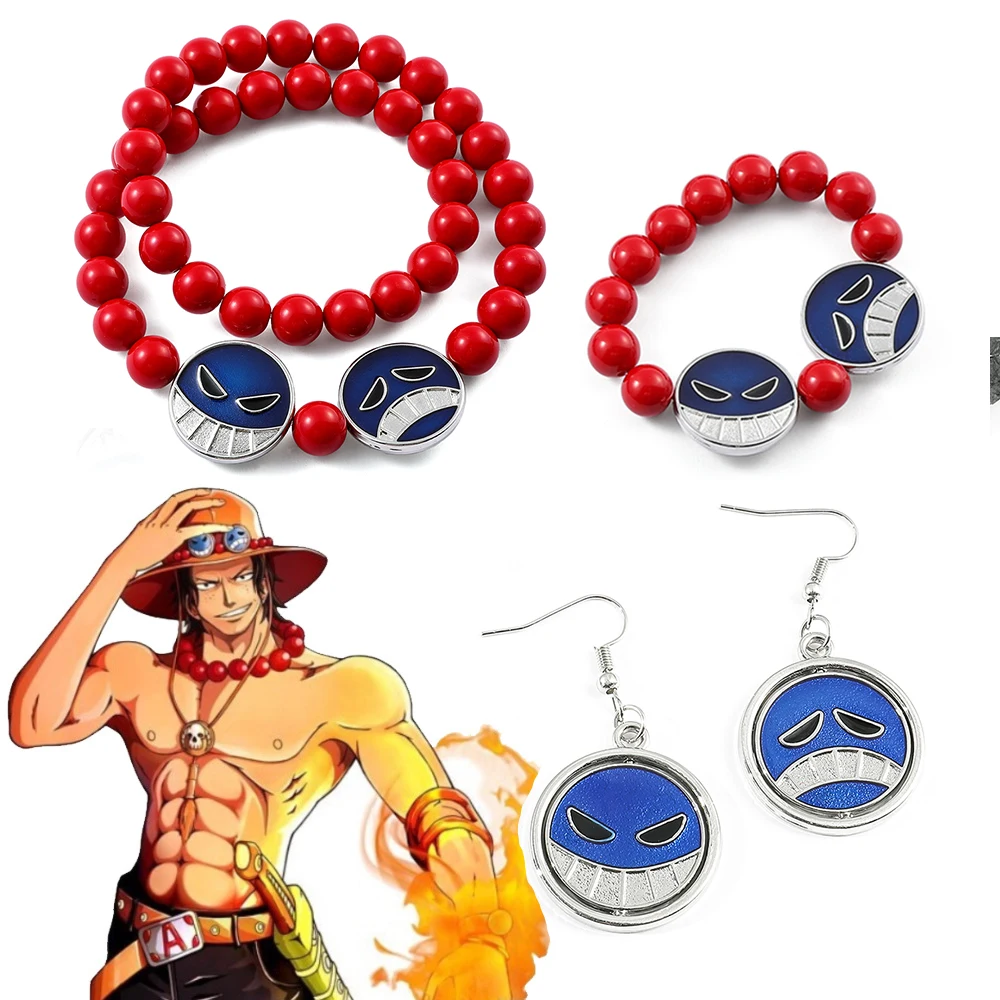 Classics Anime Cosplay One Piece Portgas D Ace Beads Necklace Cosplay Charm - £7.41 GBP+