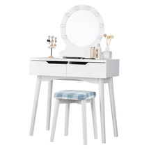 Vanity Dressing Table Set w/8 Dimmable Bulbs Makeup Table w/Lighted Mirr... - $267.99