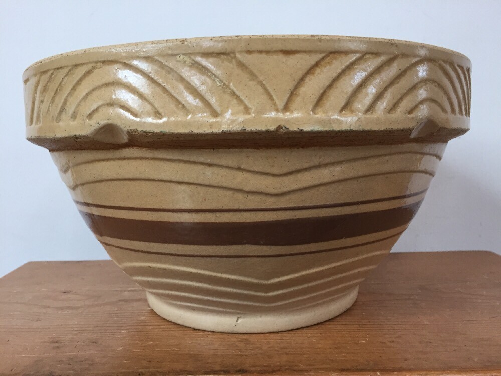 Vtg Antique USA 104 Yellow Ware Stoneware Art Deco Batter Mixing Bowl 11... - £92.68 GBP