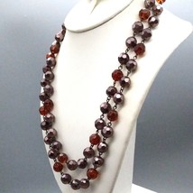 Autumn Colors Faceted Crystal Necklace, Muted Sparkle in Orange and Brown Beads - £37.93 GBP