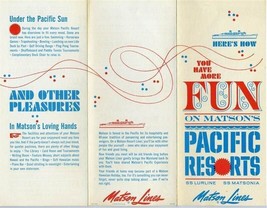 Matson Lines SS Lurline &amp; Matsonia Fun on Matson&#39;s Pacific Resorts Brochure 1960 - £18.67 GBP