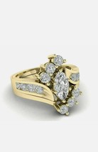 3 Ct Marquise Moissanite Cluster Engagement Wedding Ring 14k Yellow Gold... - £90.22 GBP+