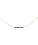 Dainty Birthstone Beaded Bar Necklace 18K Gold Plated Handmade Faceted T... - £23.55 GBP