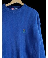 Chaps Ralph Lauren Sweater Size Large Hand Framed Blue Crown Logo Vintage - $866.66 MXN