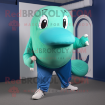 Green Blue Whale mascot costume character dressed with a Joggers and Cufflinks - £1,003.16 GBP