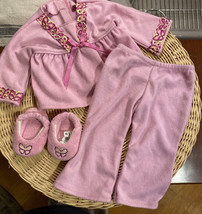 American Girl Julie&#39;s PAJAMAS retired pjs slippers F6330 butterfly pink NO DOLL - £16.94 GBP