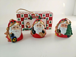 Vintage Santa Bell Ornament 3pc set by World Bazaars Inc. - £7.11 GBP