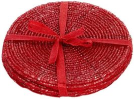 Rastogi Handicrafts Tea Coaster Red Beaded Placemat Home Decorations Ind... - £11.72 GBP