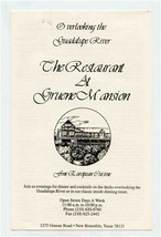 The Restaurant at Gruene Mansion Lunch Menu Gruene Texas 1996 - £18.99 GBP