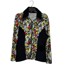 Vintage Unbranded Full Zip Jacket Size Medium? Black Multi Color Jewels Sequin - £19.44 GBP