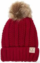 Red - Beanie Hat Toddler Kids Genuine Ages 2-7 Sherpa Lining Pom Knit - £23.61 GBP