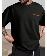 Men&#39;s Fashion Loose T-shirt, Stretch Round Neck  - £18.05 GBP