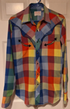 Vtg Wrangler Colorblock Black Pearl Snap M Shirt Western Cowboy 70s 80s USA Made - £60.77 GBP