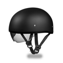 Daytona Skull CAP W/ INNER SHIELD DULL Black Bike Motorcycle DOT Helmet - £65.01 GBP